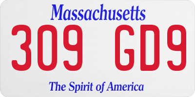 MA license plate 309GD9