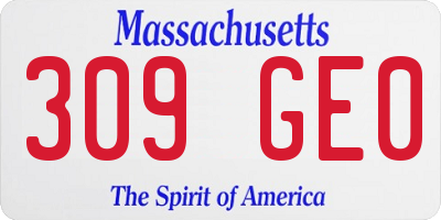 MA license plate 309GE0