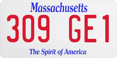 MA license plate 309GE1