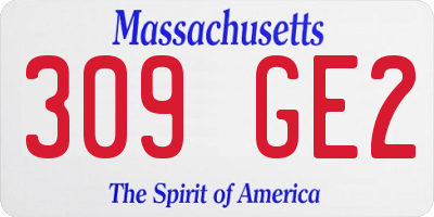 MA license plate 309GE2