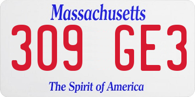 MA license plate 309GE3