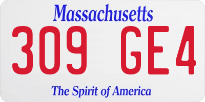 MA license plate 309GE4