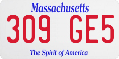 MA license plate 309GE5