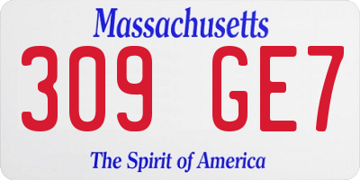 MA license plate 309GE7