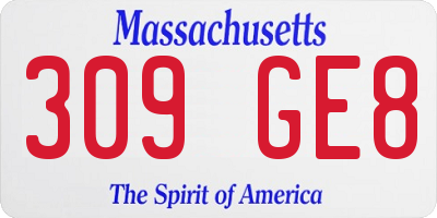 MA license plate 309GE8