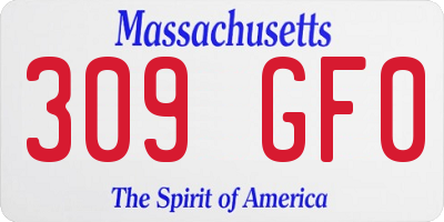MA license plate 309GF0
