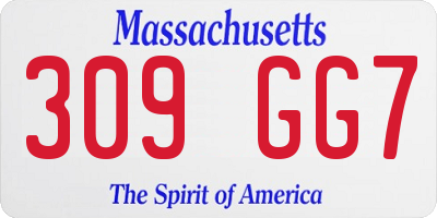 MA license plate 309GG7