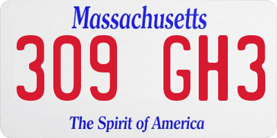 MA license plate 309GH3