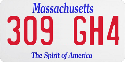 MA license plate 309GH4