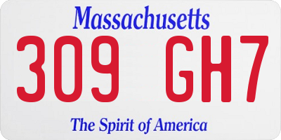 MA license plate 309GH7
