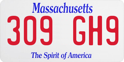 MA license plate 309GH9