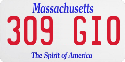 MA license plate 309GI0