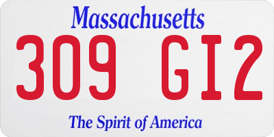 MA license plate 309GI2