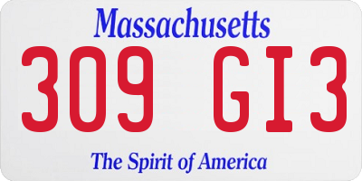 MA license plate 309GI3