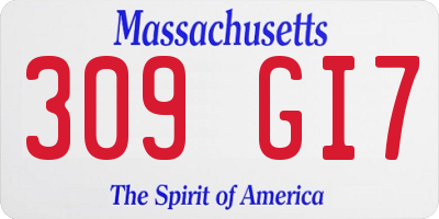 MA license plate 309GI7