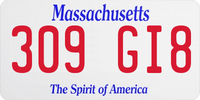 MA license plate 309GI8