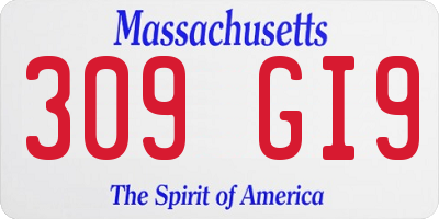 MA license plate 309GI9