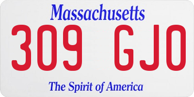 MA license plate 309GJ0