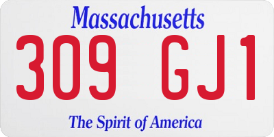 MA license plate 309GJ1