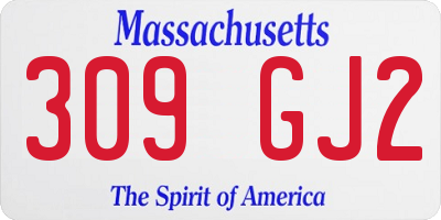 MA license plate 309GJ2