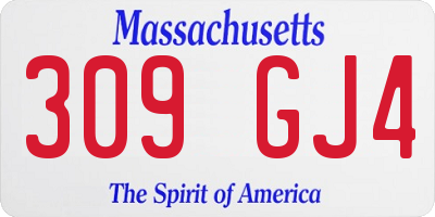 MA license plate 309GJ4