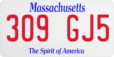 MA license plate 309GJ5