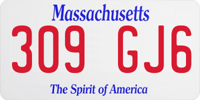 MA license plate 309GJ6