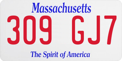 MA license plate 309GJ7