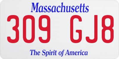 MA license plate 309GJ8