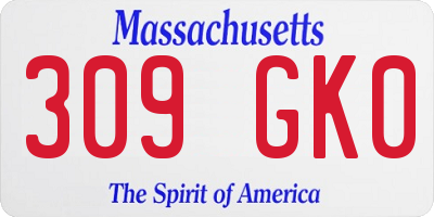 MA license plate 309GK0