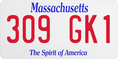 MA license plate 309GK1