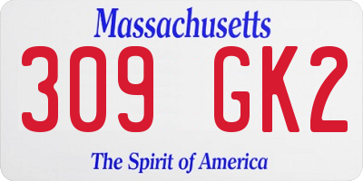 MA license plate 309GK2