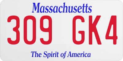 MA license plate 309GK4