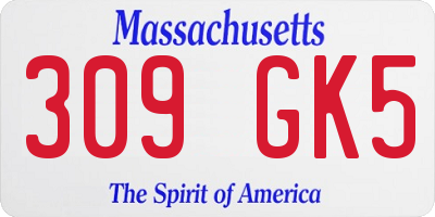 MA license plate 309GK5