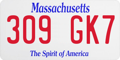 MA license plate 309GK7
