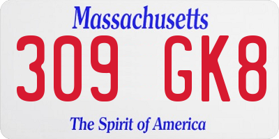 MA license plate 309GK8