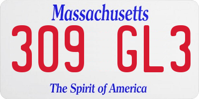 MA license plate 309GL3