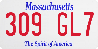 MA license plate 309GL7