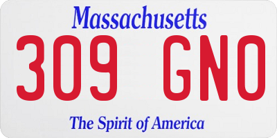 MA license plate 309GN0