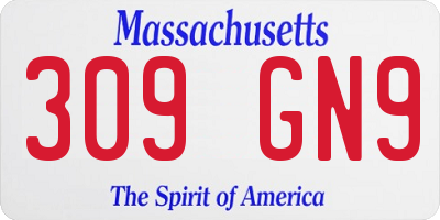 MA license plate 309GN9