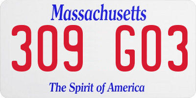 MA license plate 309GO3
