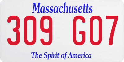 MA license plate 309GO7