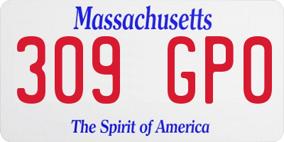MA license plate 309GP0