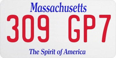 MA license plate 309GP7