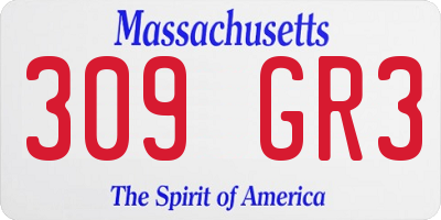 MA license plate 309GR3