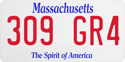 MA license plate 309GR4