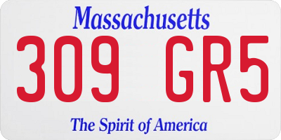MA license plate 309GR5