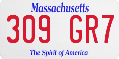 MA license plate 309GR7