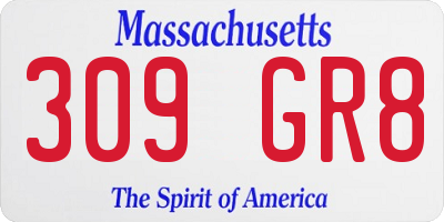 MA license plate 309GR8