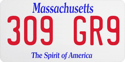 MA license plate 309GR9